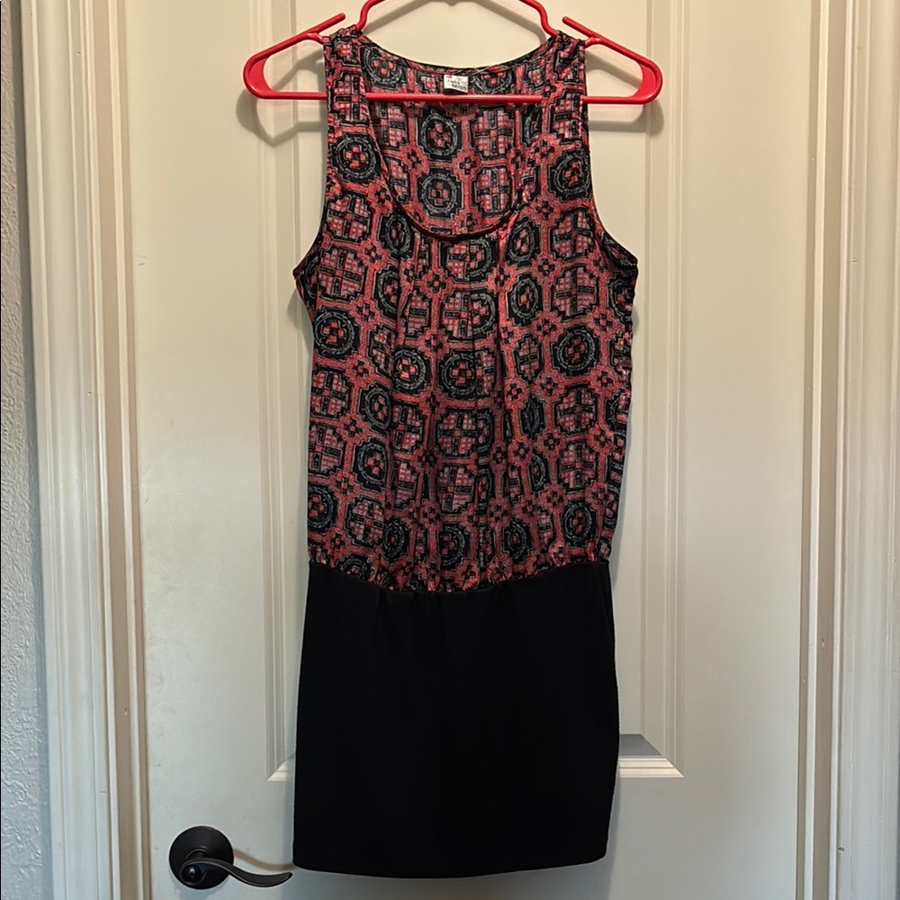 Hello Miss medium Stylish Black and Pink Patterned Dress